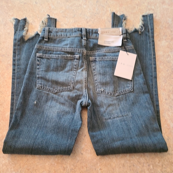 NWT IRO Straight Leg High Rise Indigo Gray Distressed Vix Ankle Jeans in Size 24 - Picture 13 of 13